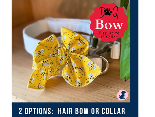 Bumblebee Dog Bow - Hair or Collar Attachment