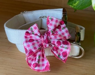 Pink Cherries Dog Bow - Hair or Collar Attachment