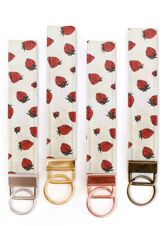 Fabric Keychain - Strawberries