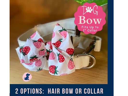 Strawberry Dog Bow - Hair or Collar Attachment