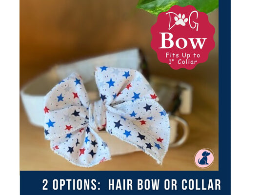 Patriotic Dog Bow for Collar or Dog Hair Bow by Preppy Owl Collar Co