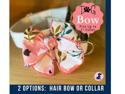 Watercolor Floral Dog Bow - Hair or Collar Attachment