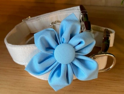 Light Blue Dog Collar Flower - Velcro Attachment