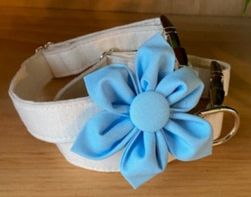 Light Blue Dog Collar Flower - Velcro Attachment
