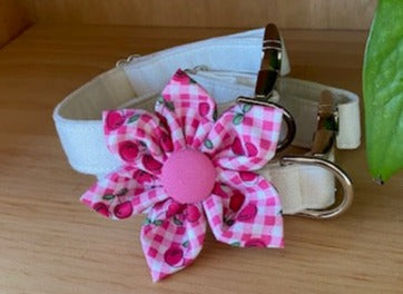 Sweet Cherries Dog Collar Flower - Velcro Attachment