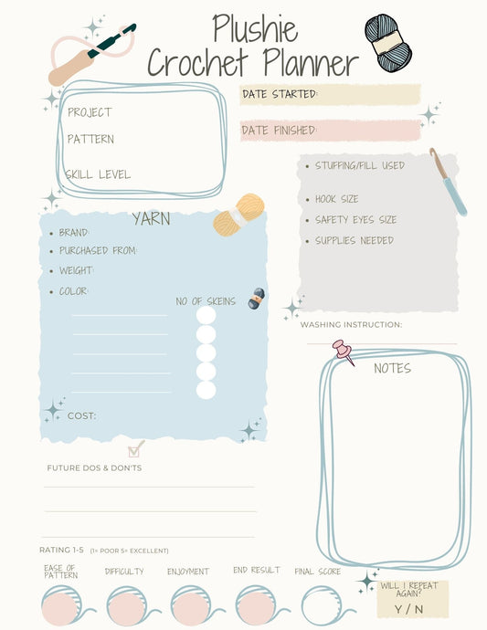 Crochet Digital Plushie Planner - Instant Download