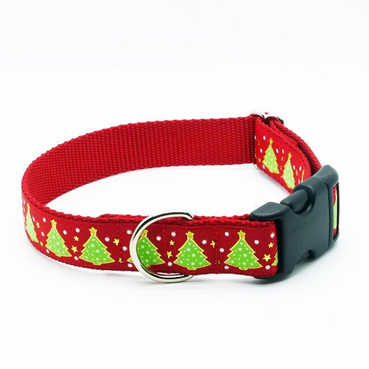 Christmas Trees Dog Collar, Christmas Puppy, Holiday Pet Collar, New Puppy Collar Metal Buckle Pet Collar, Personalized Dog Collar