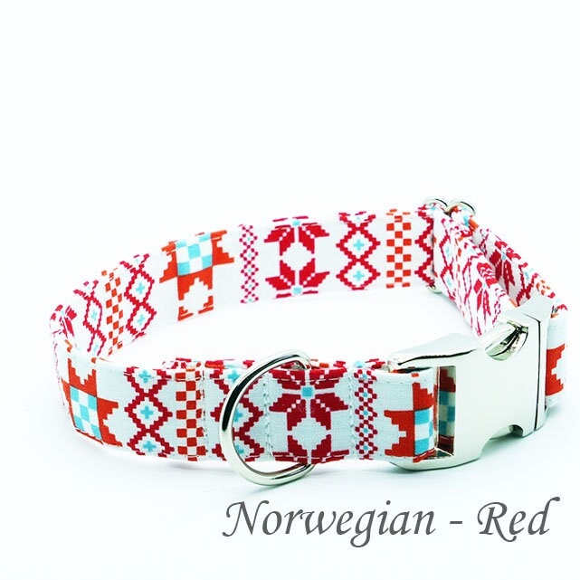 Dog Collars, Winter Collars, Holiday Collars, Snowflake Pet Collars, Metal Buckle Adjustable Collar, Red Holiday Pet Accessories, Gifts