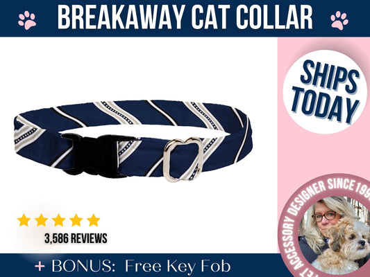 Cat Collar Breakaway, Blue Cat Collar, Breakaway Cat Collar with Bell, Kitten Collar Breakaway