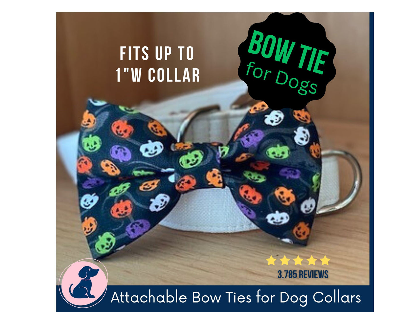 Halloween Dog Bow Tie, Pumpkin Dog Collar Bow Tie - Halloween Pumpkins Bow Tie for Pet Collars