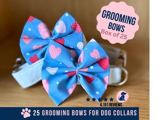 Valentine Bow Ties for Dogs, Dog Grooming Love Bows Light Blue, Heart Bows for Dog Groomers