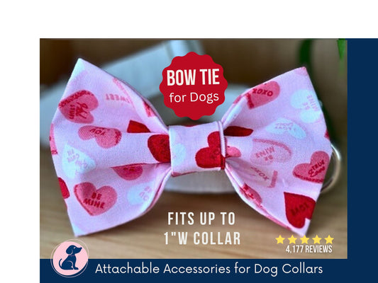 Valentine Bow Tie Bow for Dog Collar - Love Notes Bow for Girl or Boy