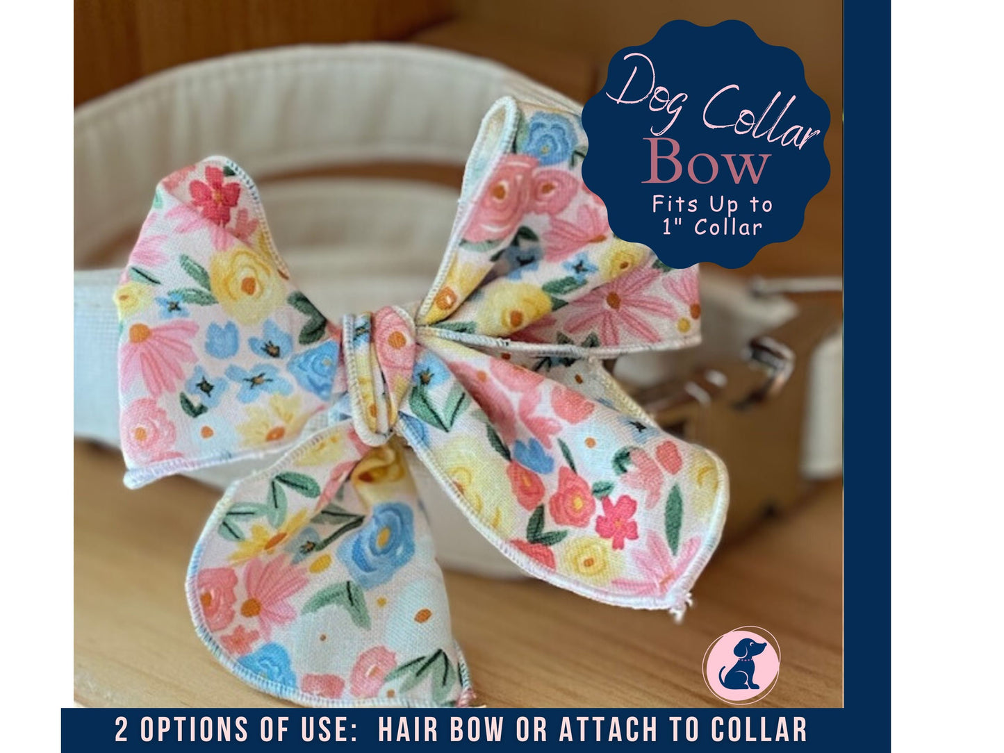 Spring Bows for Dogs, Girl Dog Bow Floral, Cute Dog Collar Bow, Easter Dog Grooming Bows, Dog Hair Bows Pink