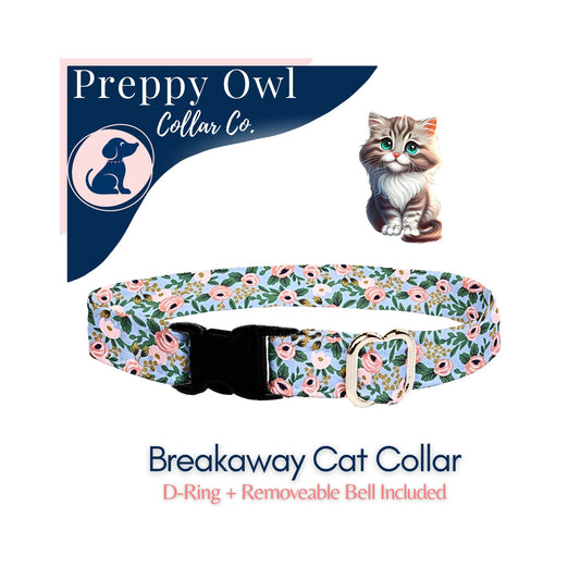 Cat Collar Breakaway, Kitten Collar, Breakaway Cat Collar, Cat Collar with Bell, Floral Kitty Collar