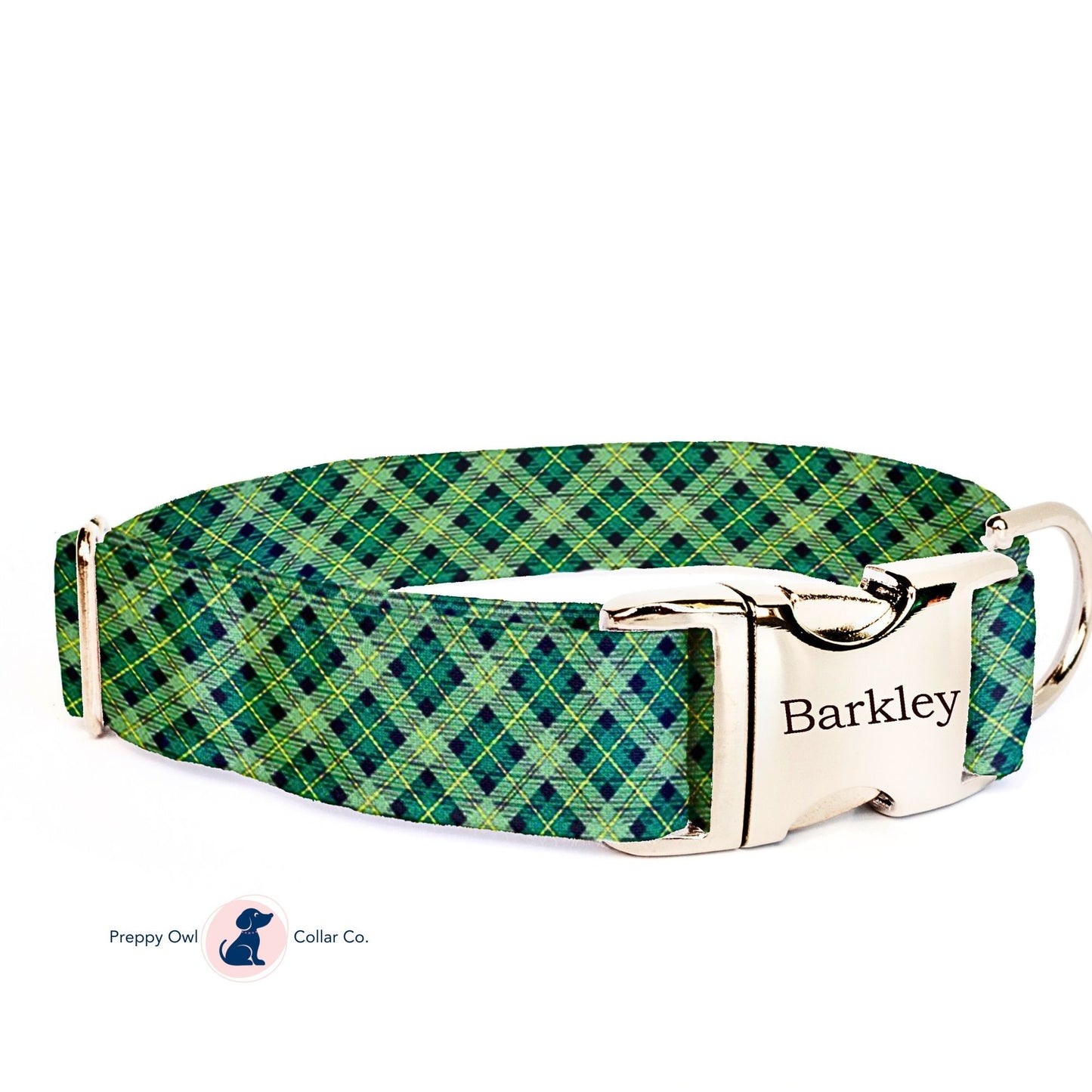 St Patrick's Day Dog Collar, Green Dog Collar for Girl, Plaid Dog Collar Boy, St Patrick's Day Pet Gift for Dog Lover