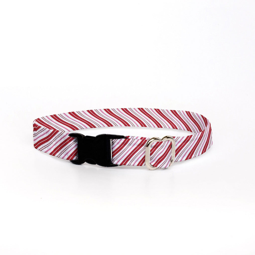 Preppy Owl Collar Co™ Cat Collar Cat Collar - Santa Claus Lane Red Stripes