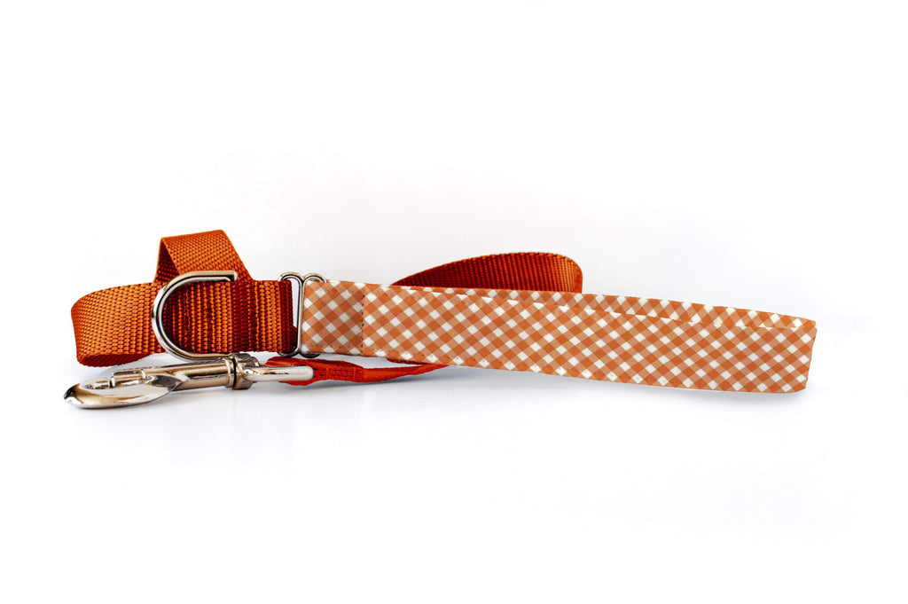 Preppy Owl Collar Co™ Dog Leash Dog Leash - Orange Gingham