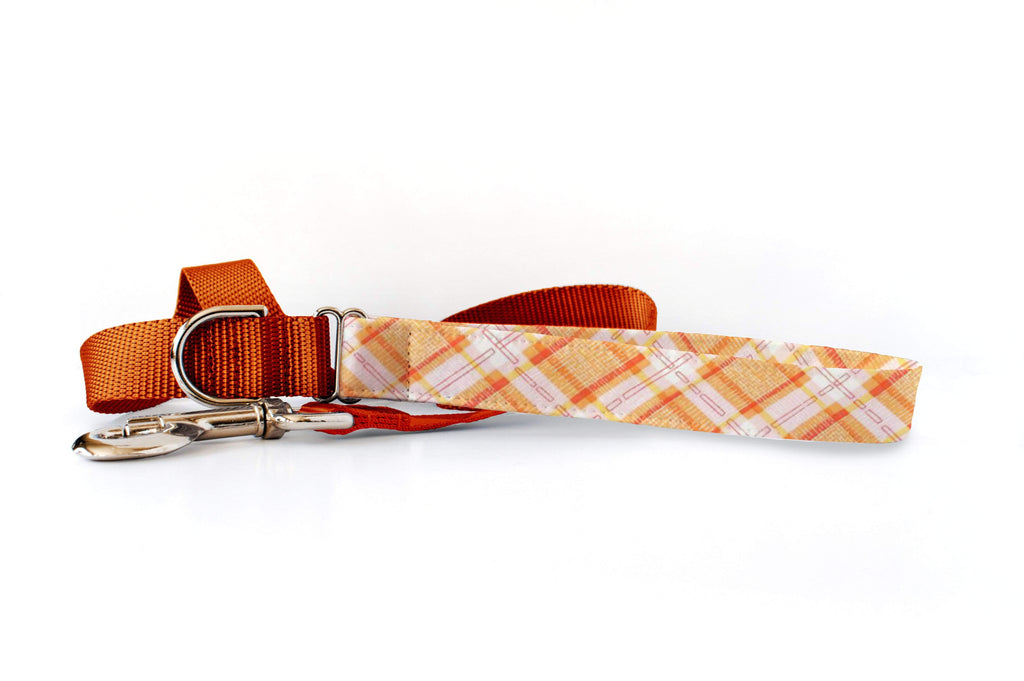 Preppy Owl Collar Co™ Dog Leash Dog Leash - Orange Plaid